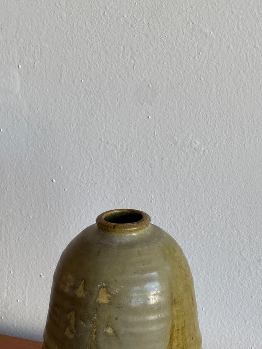 Tall Green Ribbed Vase