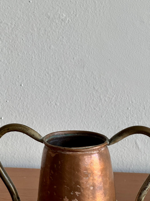 Brass And Copper Double Handle Vase