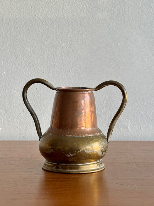 Brass And Copper Double Handle Vase