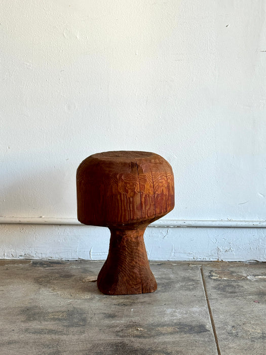 Carved Redwood Log Stool
