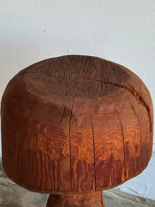 Carved Redwood Log Stool