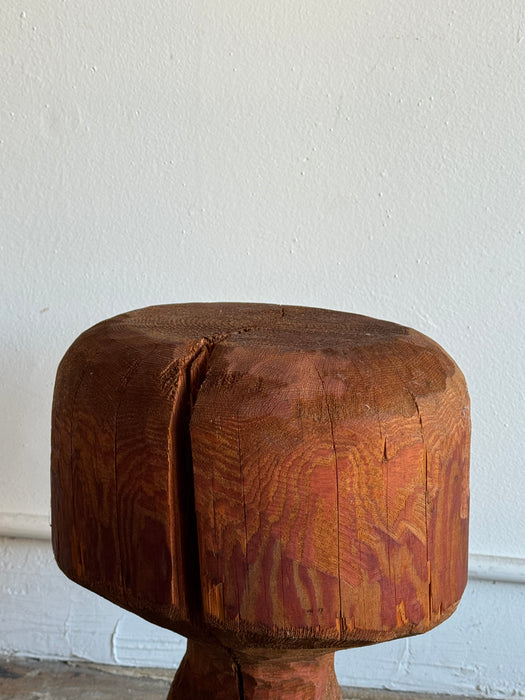Carved Redwood Log Stool