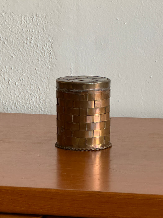 Woven Copper Canister With Lid