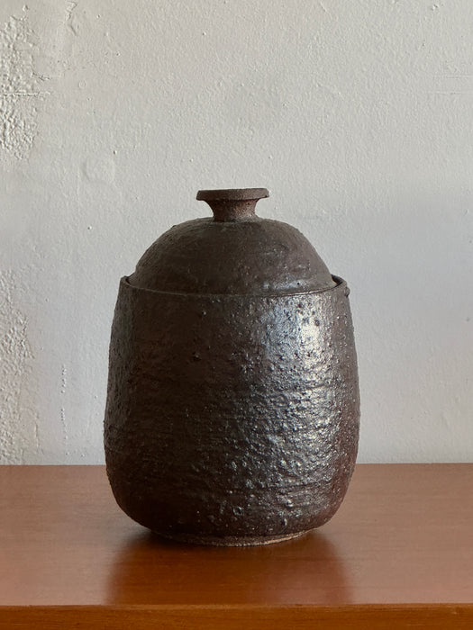 Large Stoneware Jar With Lid