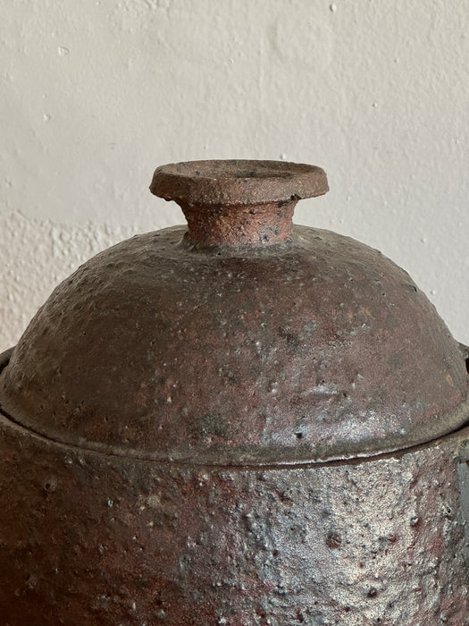 Large Stoneware Jar With Lid