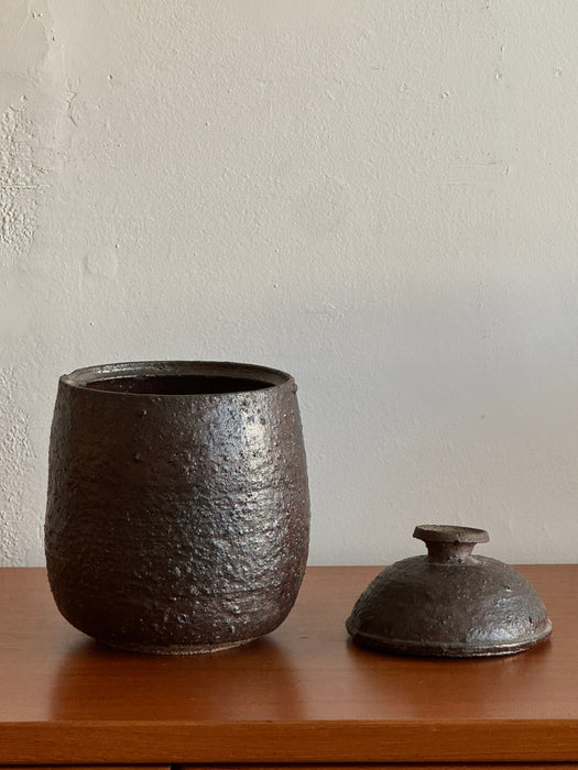 Large Stoneware Jar With Lid